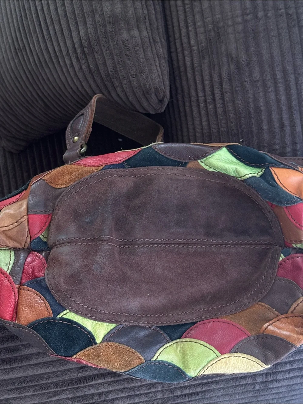 LUCKY BRAND Vintage Rainbow Patchwork Suede Leather Hobo Shoulder Bag